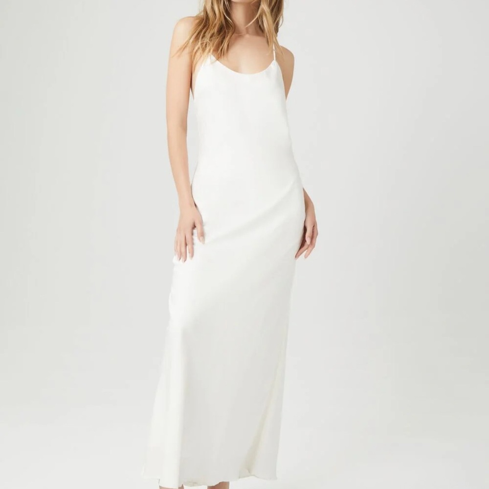 WHITE SLIP MAXI DRESS.